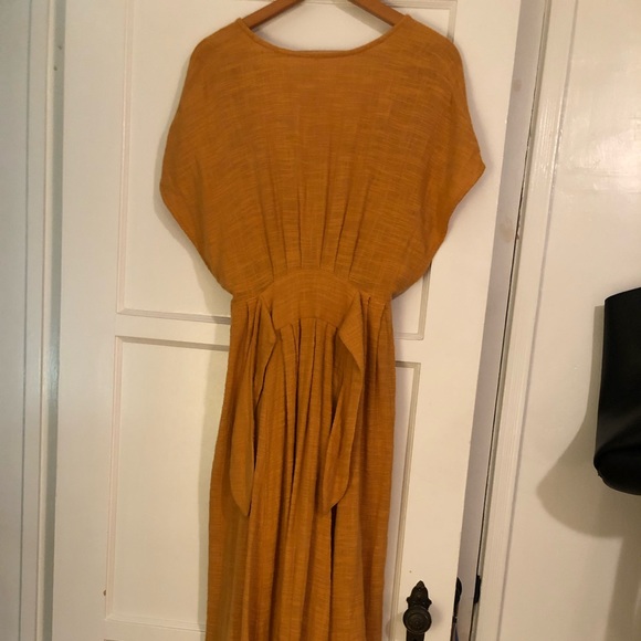 Free People Dresses & Skirts - Orange cream Knit Knot Button Cotton Maxi Dress